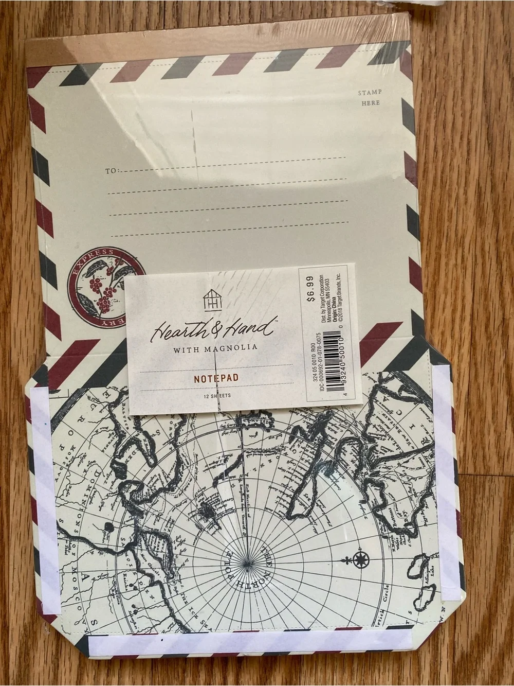 Hearth & Hand with Magnolia Vintage Airmail Map Notepad - Cream & Black